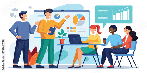 Business training session with presentation board illustration