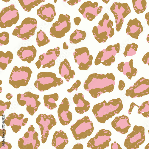 Leopard print. Vector seamless pattern. Animal skin background with black and brown spots on beige backdrop. Abstract exotic safari texture. Jaguar, leo, puma cheetah fur pattern. Repeat design