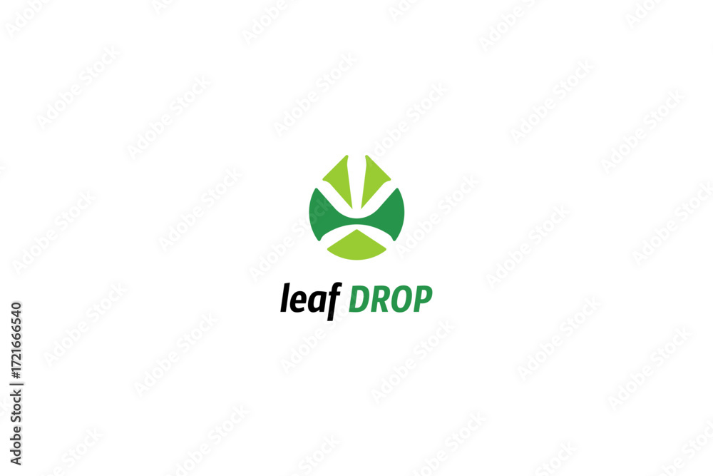 Fototapeta premium Leaf and drop templge logo design solution
