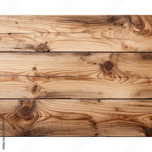 Close-up view of weathered wooden planks.  Horizontal wood grain, light brown tones, knots visible.  Natural, rustic texture