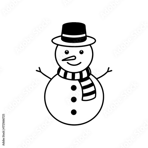 Simple snowman with hat scarf