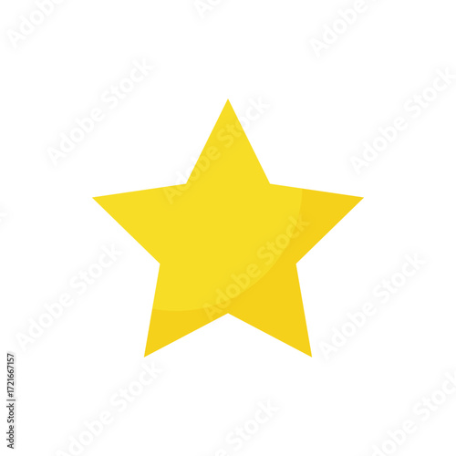 Bright yellow star icon with five points, simple vector illustration symbolizing success, favorite, achievement, reward, and highlight. Minimalist design ideal for rating, decoration, or recognition u