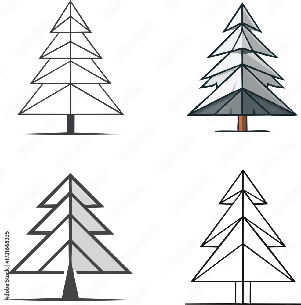 Fototapeta premium Geometric Pine Tree Vector Icon, Minimal Triangle Christmas Tree Illustration