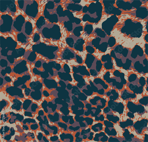 Leopard print. Vector seamless pattern. Animal skin background with black and brown spots on beige backdrop. Abstract exotic safari texture. Jaguar, leo, puma cheetah fur pattern. Repeat design
