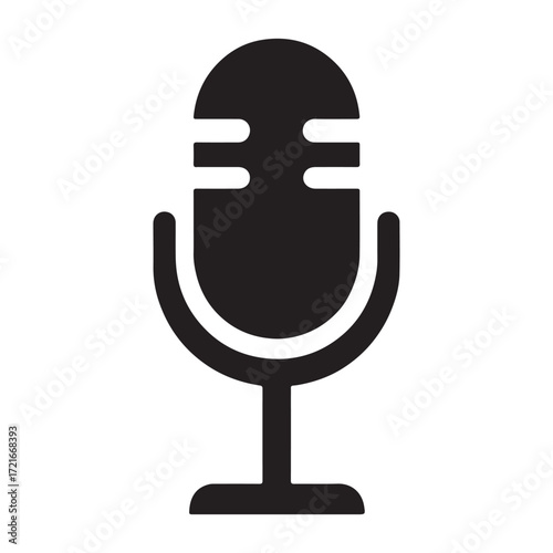 Vector art of black microphone icon for audio recording