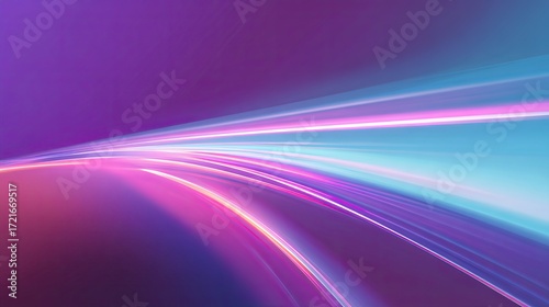 Blurred motion light trails with vibrant colorful gradient. Modern technology speed abstract background. Dynamic flow lines for presentation.