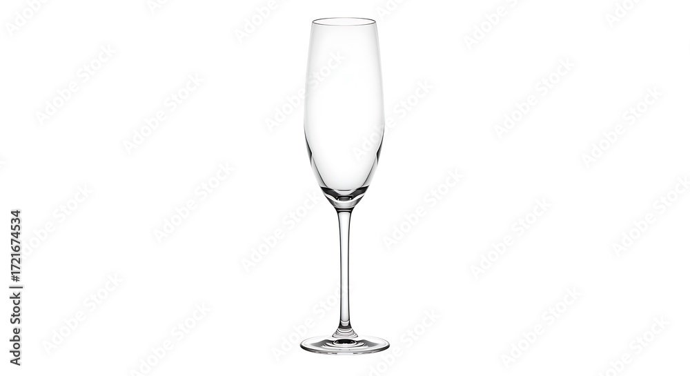Obraz premium A tall, clear, empty champagne flute glass.