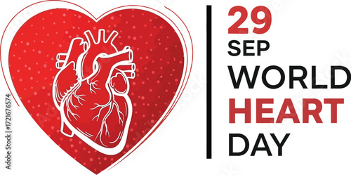 Celebrate World Heart Day with a vibrant illustration of a healthy heart and awareness message.