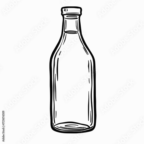 Empty glass bottle with a narrow neck and minimalist design  