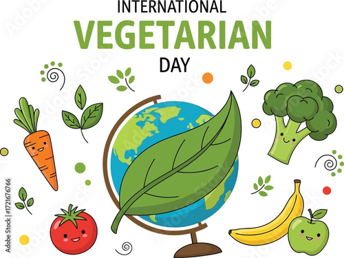 Celebrating international vegetarian day with fruits and vegetables