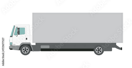 Big white truck on a white background - Vector illustration