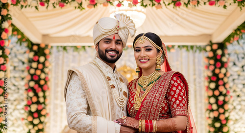Radiant Indian Couple at Their Wedding Ceremony