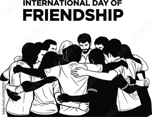 Group of friends hugging to celebrate international day of friendship