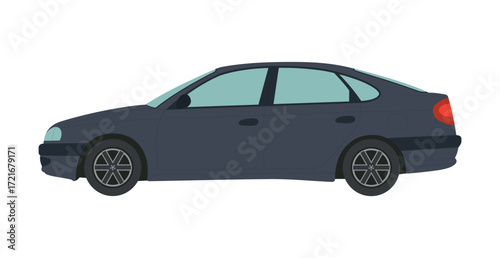 Dark modern sedan on a white background - Vector illustration