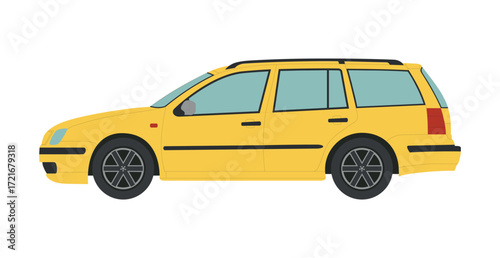 Yellow transport station wagon on a white background - Vector illustration