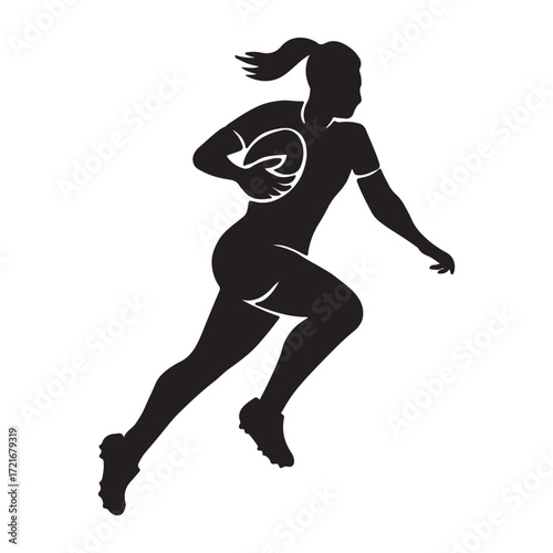 Vector art of silhouette of a female rugby player