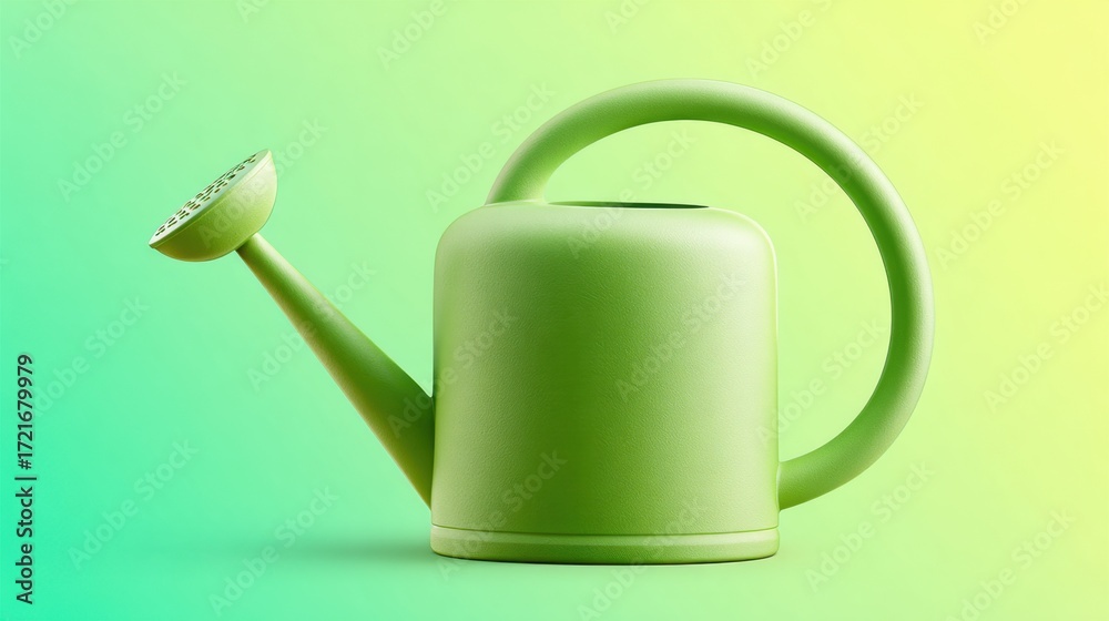 Obraz premium Modern stylish green watering can with curved spout minimalist home garden photography for enthusiasts