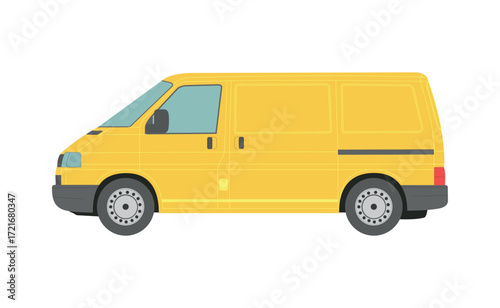 Large yellow van on a white background - Vector illustration