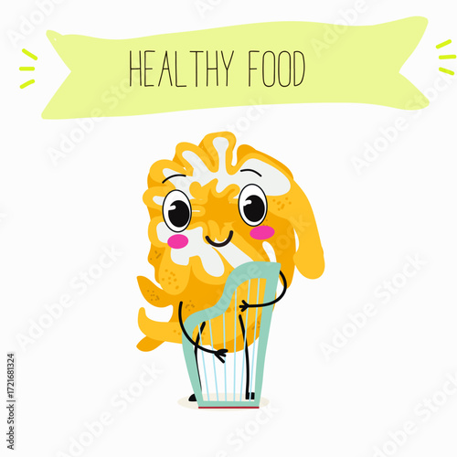 Buddha's hand fruit funny characters, hand drawn vector illustration.