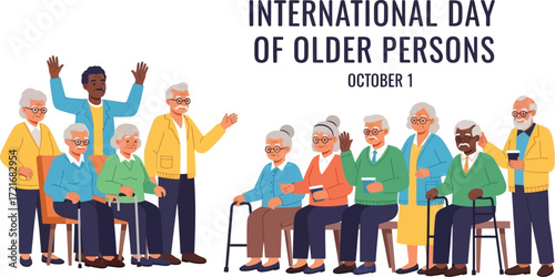 Group of diverse seniors celebrating international day of older persons