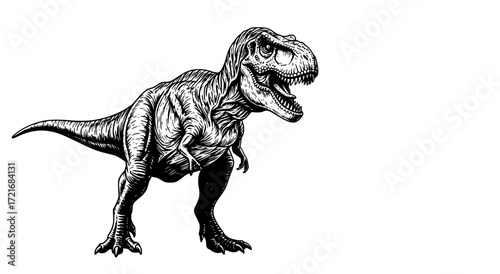 black and white vector illustration of tyrannosaurus rex