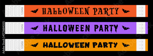 Halloween party wristband set with bats. Vector template