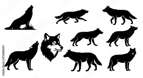 wolf silhouette icons animal clipart i