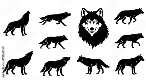 wolf silhouette icons animal clipart i