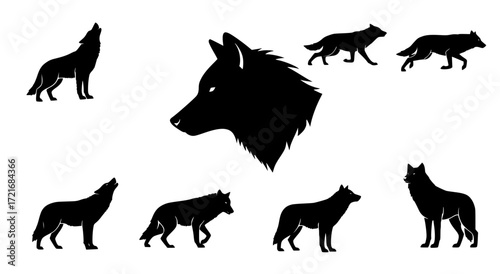 wolf silhouette icons animal clipart i