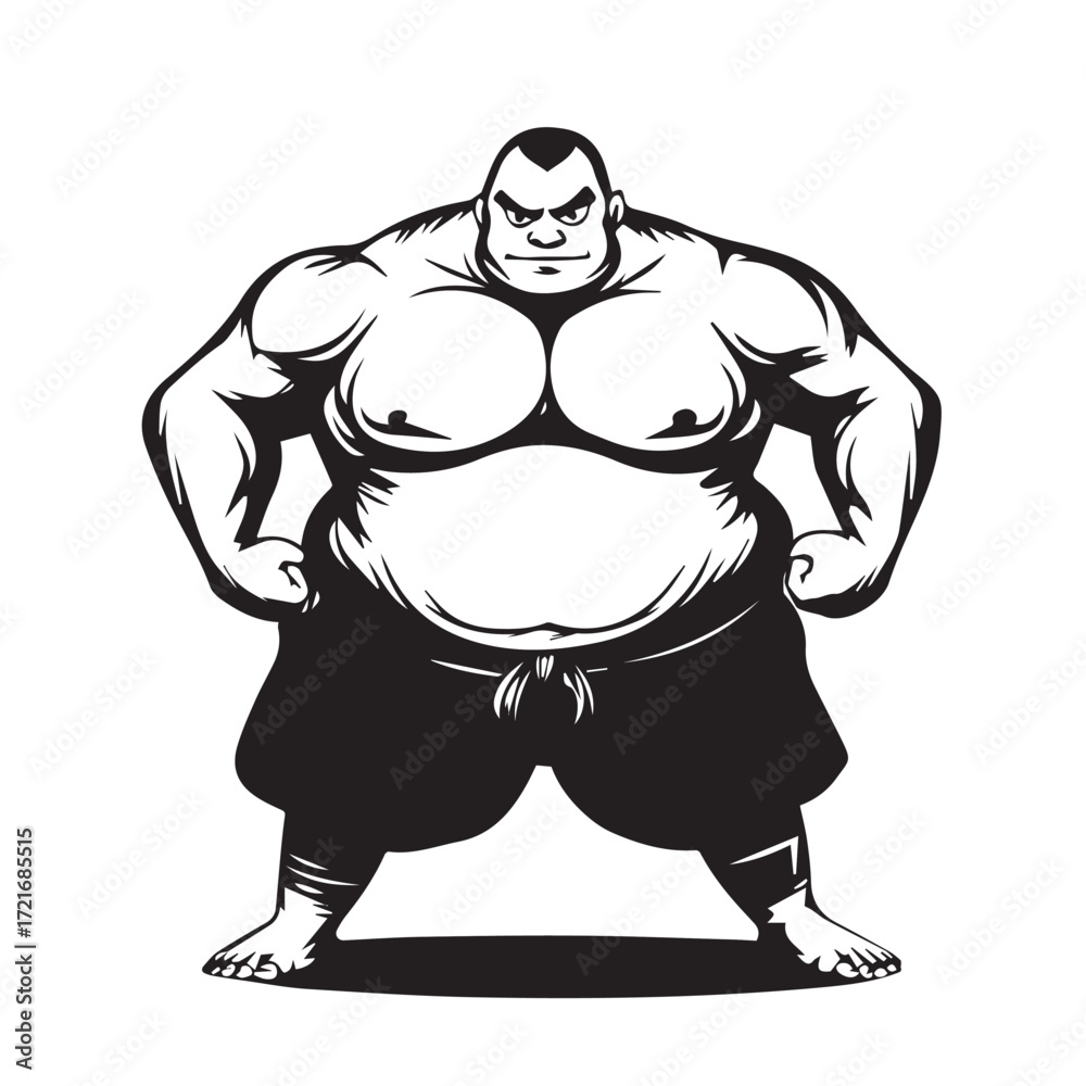 Fototapeta premium cartoon illustration of a fat man