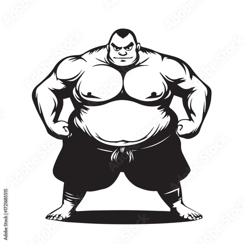 cartoon illustration of a fat man