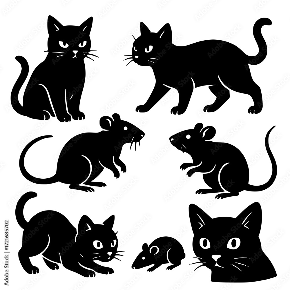 Fototapeta premium set of cats and rats