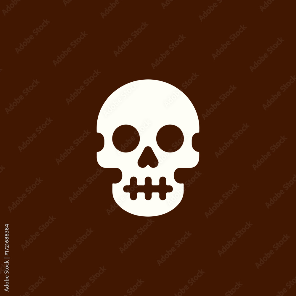 Fototapeta premium Minimalist Skull Icon on Brown Background for Halloween