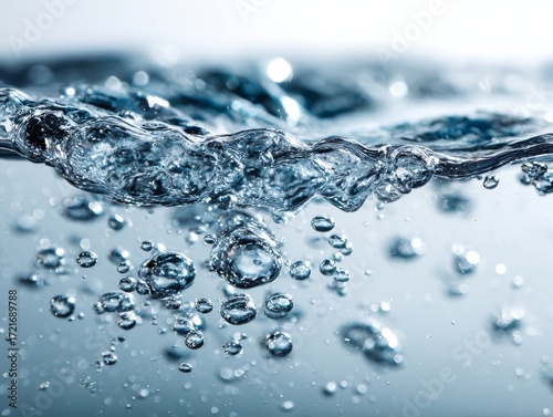 Wallpaper Mural A close-up view of water with bubbles, showcasing the dynamic movement and clarity of the liquid, capturing the essence of fluidity and freshness. Torontodigital.ca