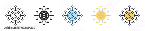 Digital Money Icon Set Multiple Style Collection