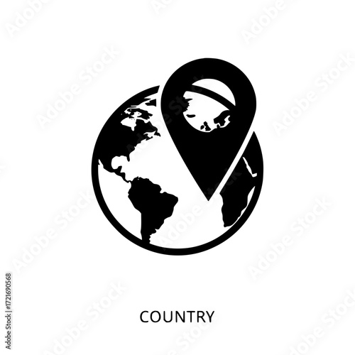 Global location pin icon on earth globe representing international travel and navigation concepts