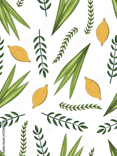 sukkot symbols seamless background