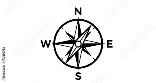 Compass rose showing the four cardinal directions, a navigational instrument
