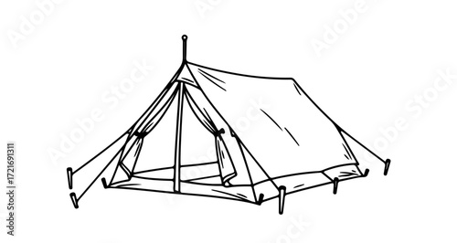 Illustration of a tent, perfect for camping, outdoor adventures, and nature themes