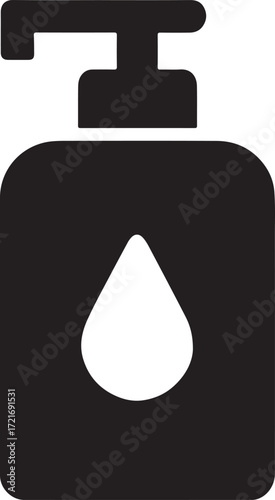 Silhouette hand sanitizer bottle icon representing hygiene, cleanliness, protection, and health.
