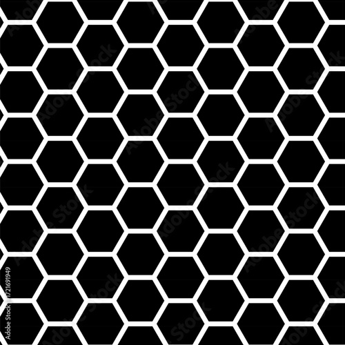 Black and white Honeycomb or hexagonal seamless vector pattern design