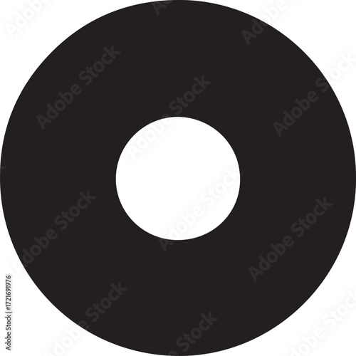 Silhouette minimal circle paper roll icon symbolizing tissue, hygiene, wrap, and packaging.