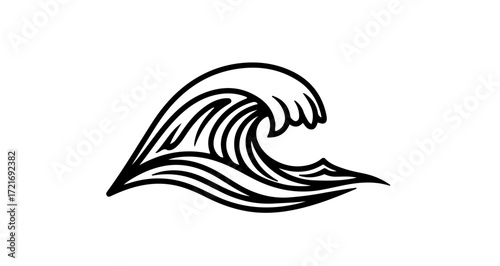 Stylized wave illustration, perfect for logos, tattoos, or graphic design projects