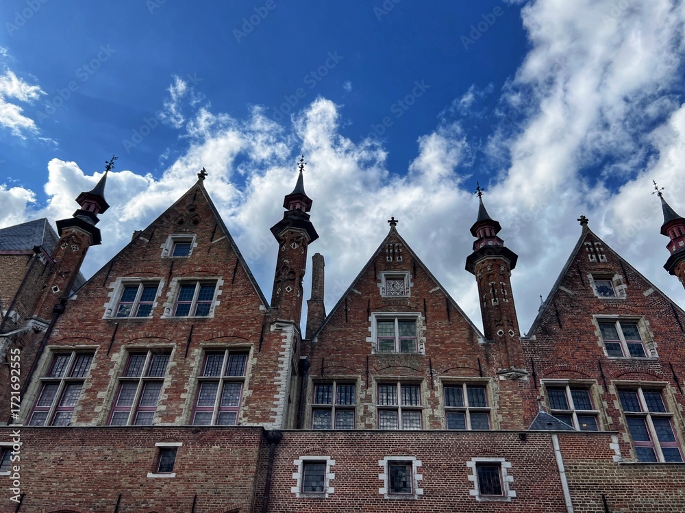 Naklejka premium old houses in bruges, travel photography, Belgium 