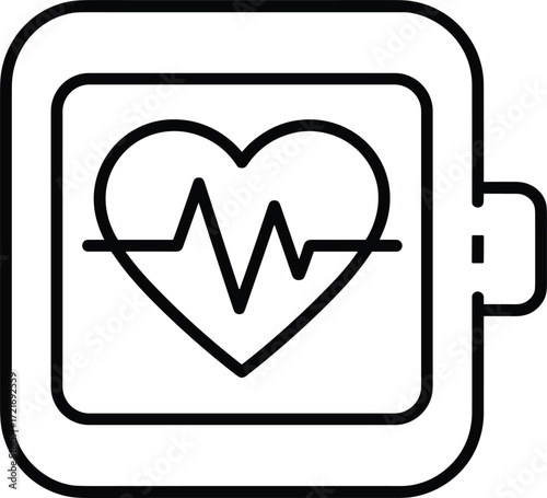 Heartbeat Line Icon on Smartwatch Display heart rate cardiogram