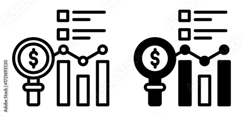 Market Analysis Icon Collection line & Mixed Style 