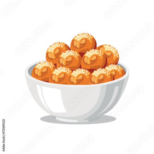 Sweet Honey Soaked Loukoumades Dessert – Greek Donuts with Sesame Clipart
