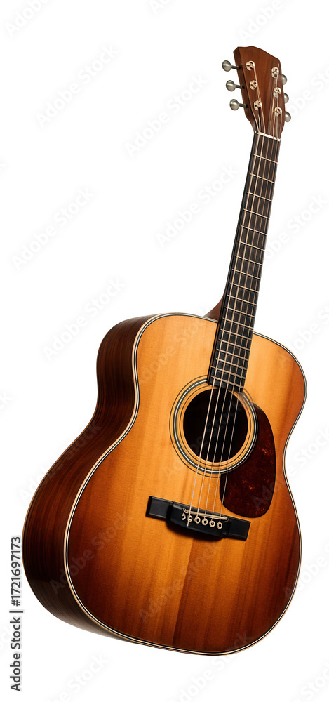 Fototapeta premium Acoustic guitar on a dark background.