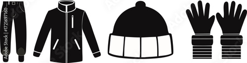 Winter clothing set icon for cold weather protection and outdoor activities