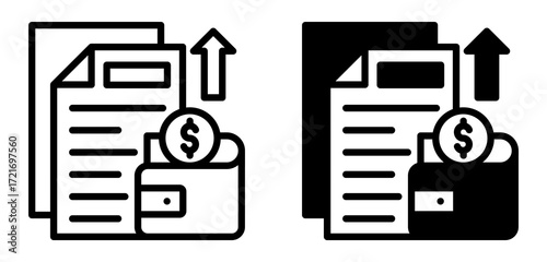 Expense Report Icon Collection line & Mixed Style 